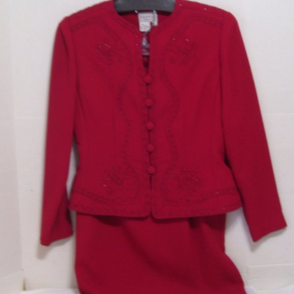 Adrianna Papell Jacket Skirt Suit Red Size 6 Petite NWOT - Picture 6 of 6